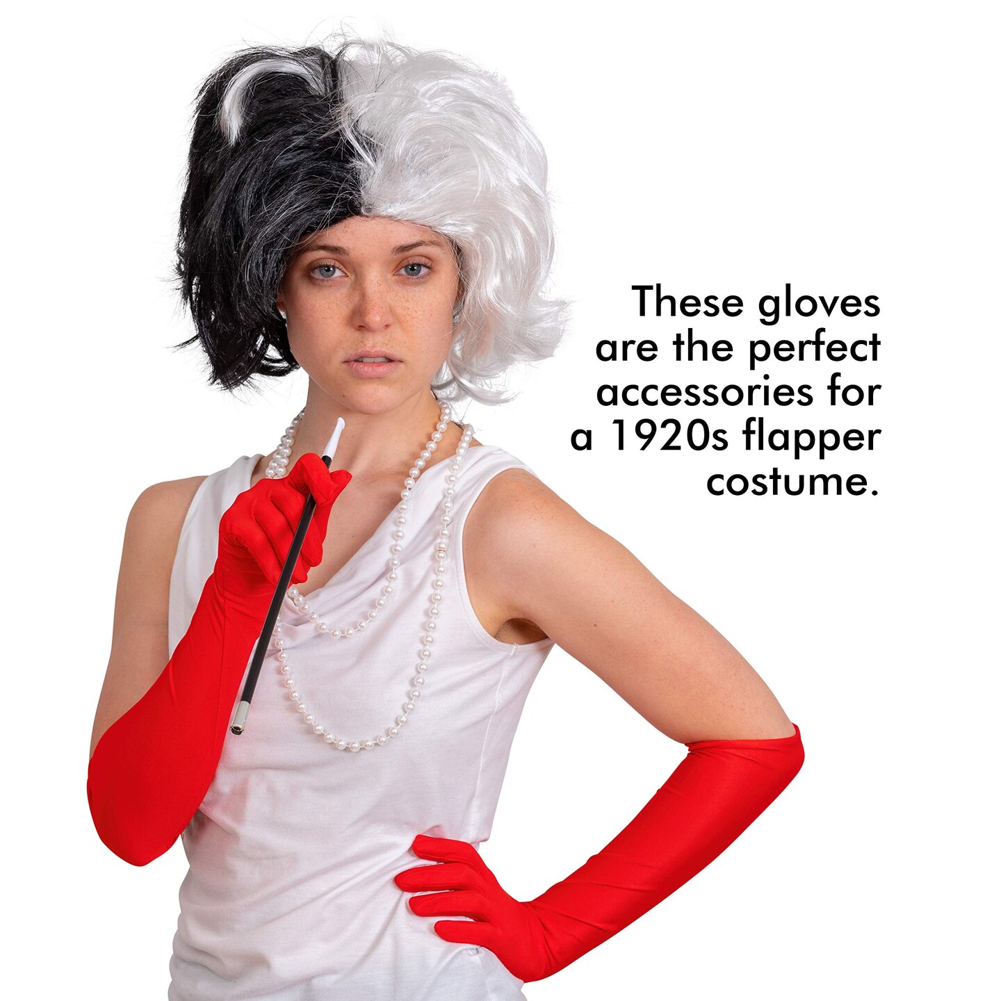 Red Satin Opera Gloves - Roaring 20&#x27;s Fancy Flapper Elbow Gloves - 1 Pair
