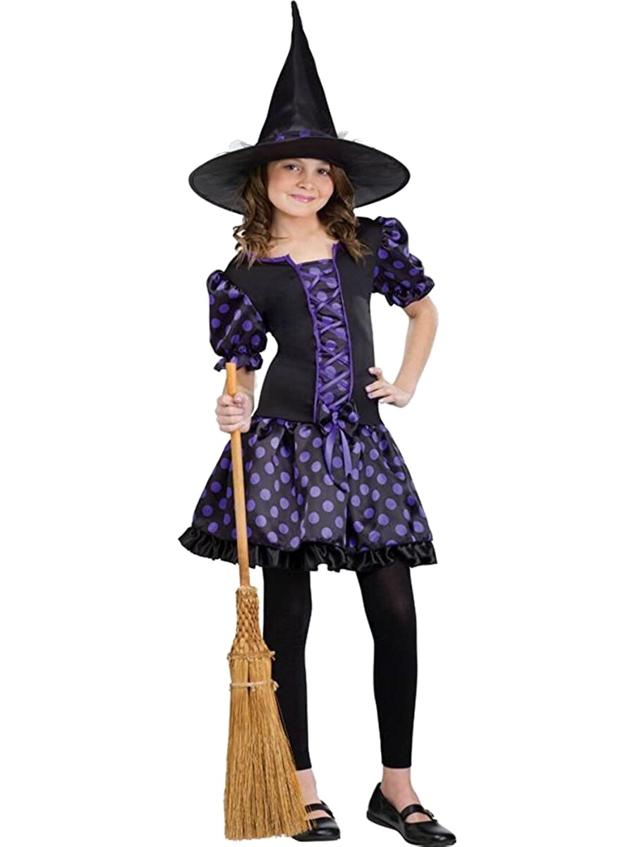 Whimsical Polka Dot Witch Girl&#x27;s Costume
