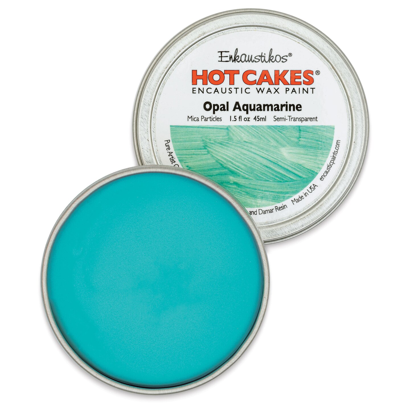 Enkaustikos Hot Cakes Encaustic Paint - Opal Aquamarine, 45 ml tin