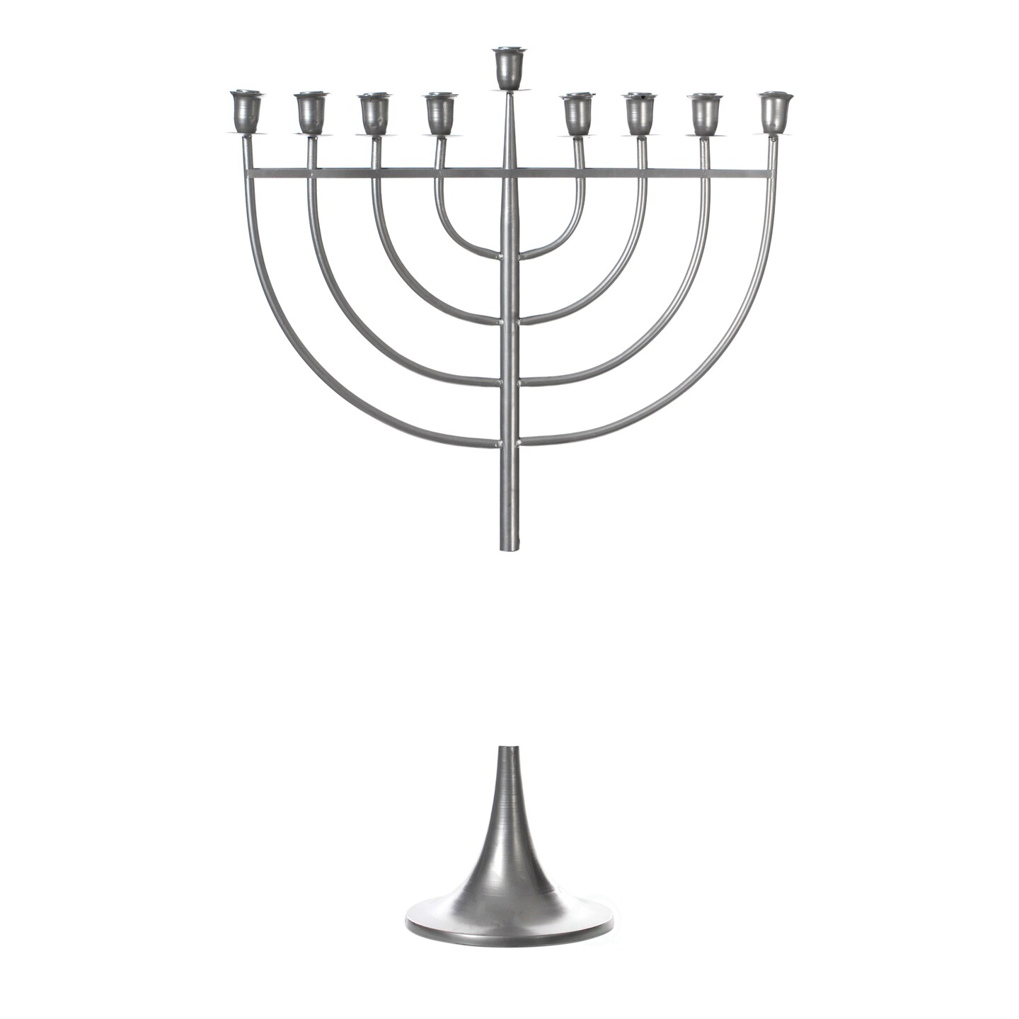 Modern Solid Metal Judaica Hanukkah Menorah 9 Branched Candelabra