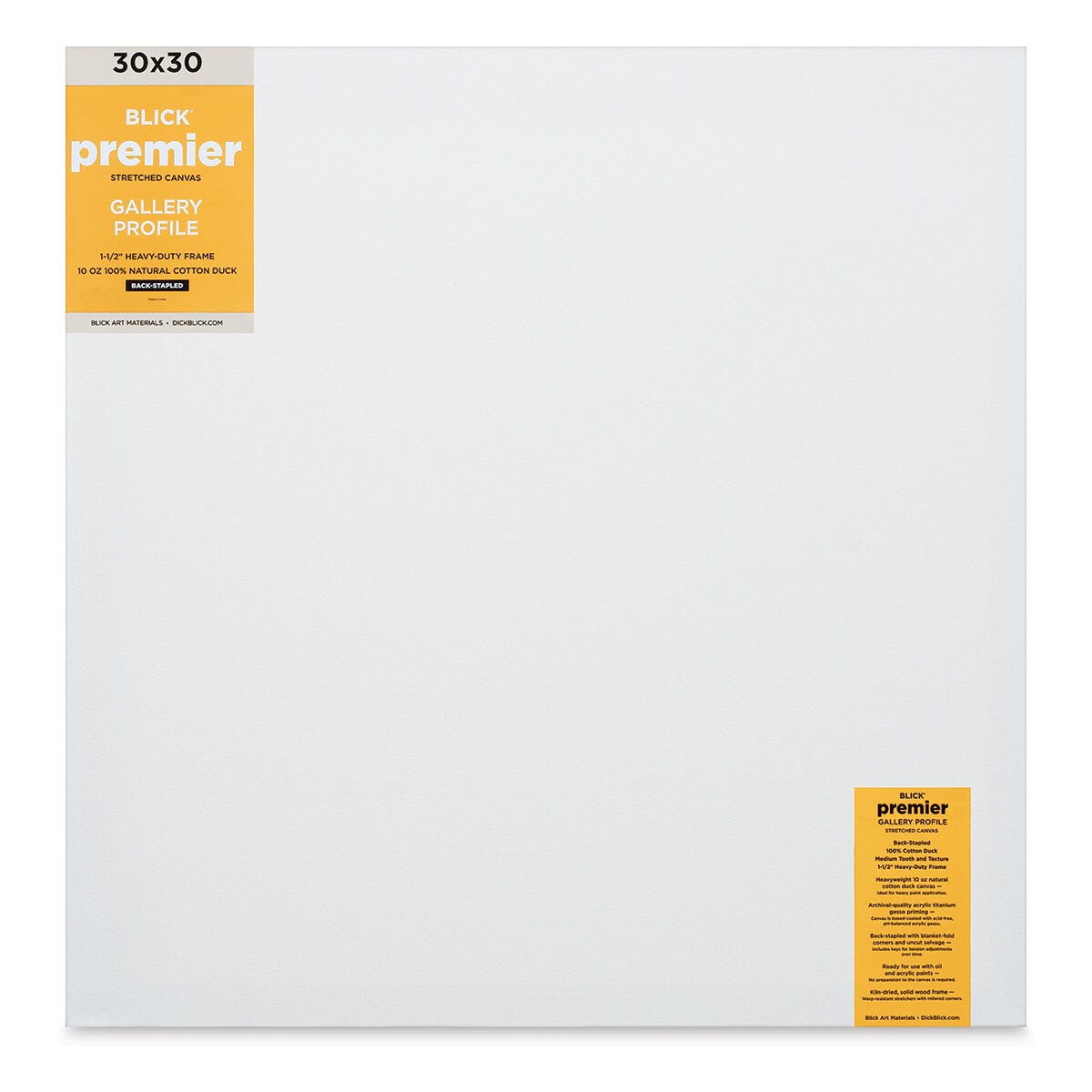 Blick Premier Stretched Cotton Canvas - Gallery Profile, Back-Stapled, 30&#x22; x 30&#x22;