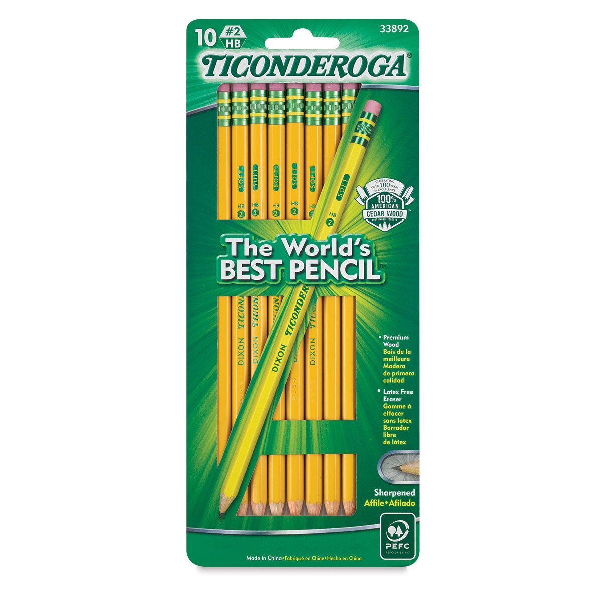 Dixon Ticonderoga Pencils - Pre-Sharpened, Box of 10