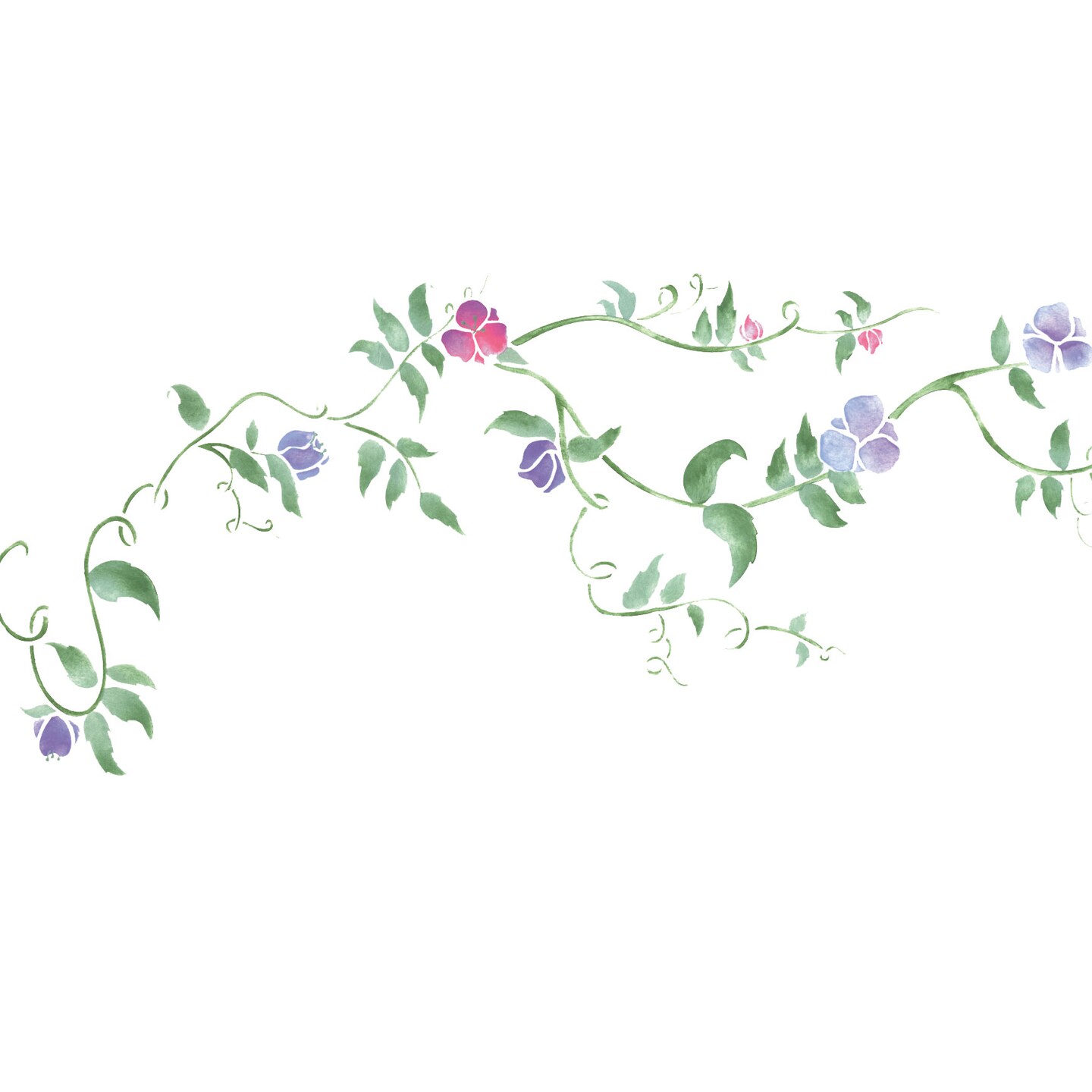 Sweet Peas Flower Vine Wall Stencil | 2723 by Designer Stencils | Floral Stencils |