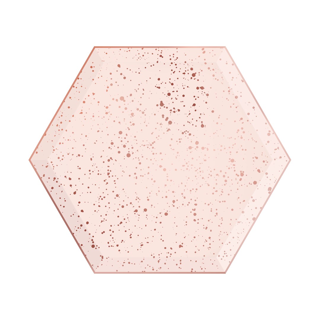 Paper Plates - Small - Blush &#x26; Rose Gold Splatter