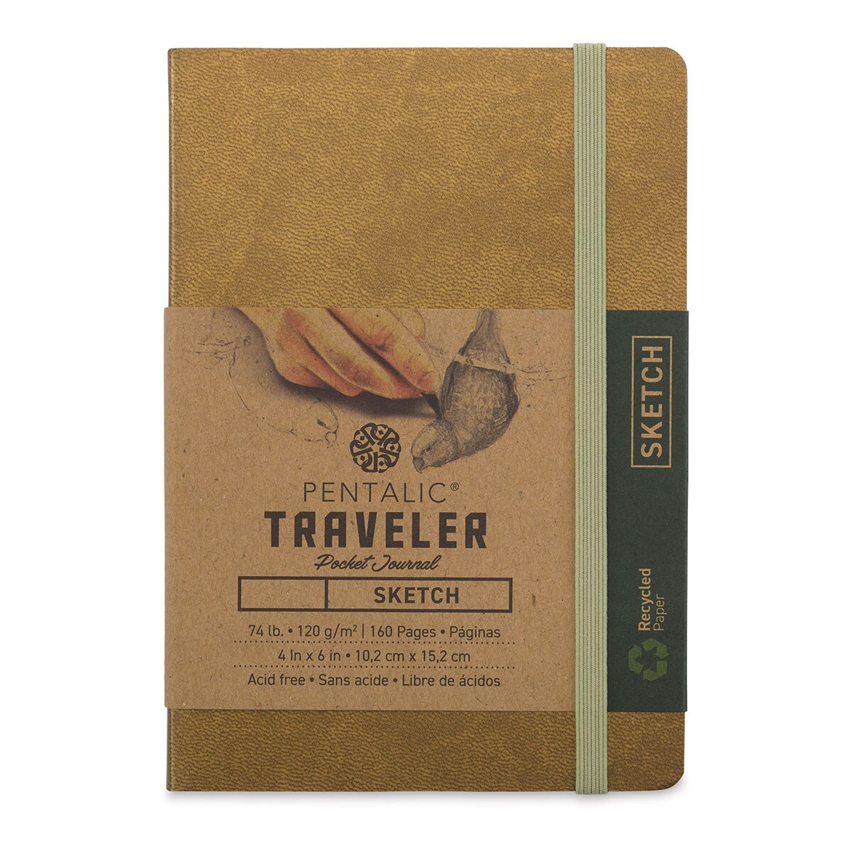 Pentalic Recycled Traveler Sketchbooks, Gold