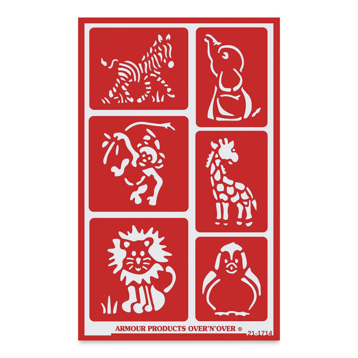Armour Over &#x2018;N&#x2019; Over Glass Etching Stencil - Baby Zoo Animals