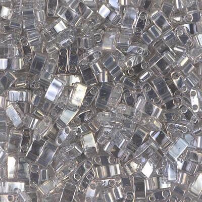 Miyuki Half Tila Bead, HTL-1881, Transparent Silver Gray Gold Luster