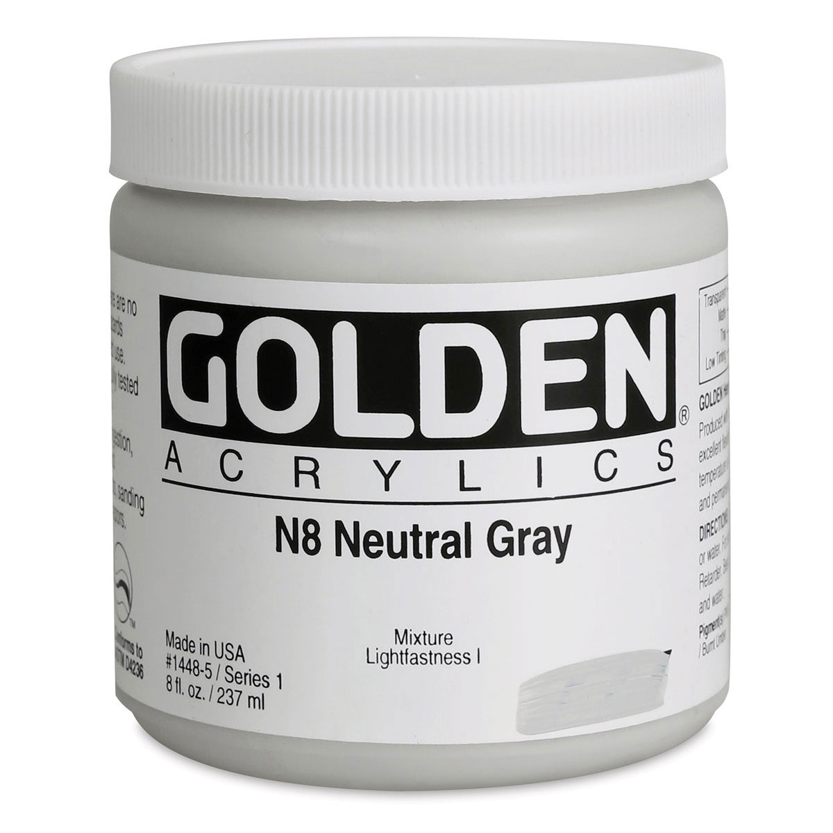Golden Heavy Body Acrylic Paint - Neutral Gray, 8 oz jar