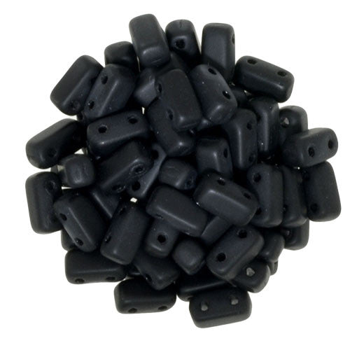 Czechmate 3mm X 6mm Brick Glass Czech Two Hole Bead, Matte Jet