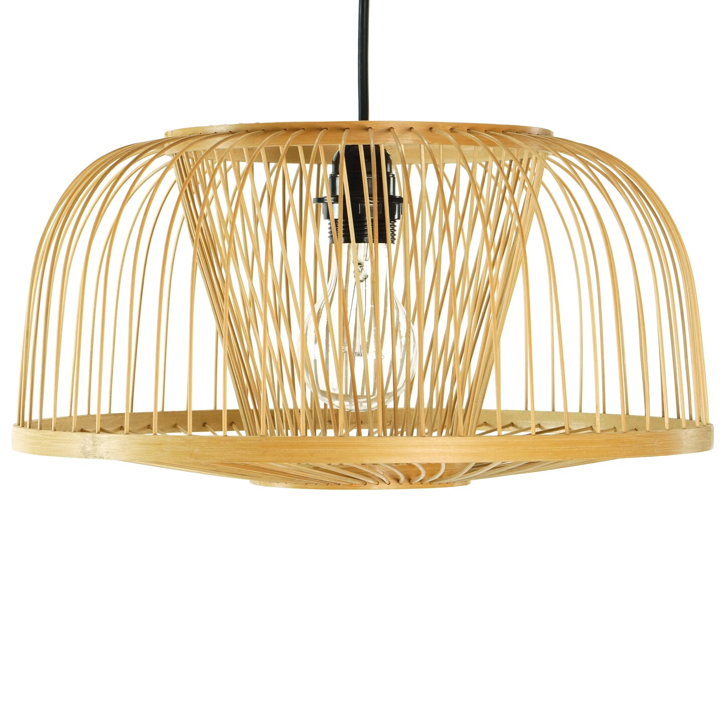 Modern Oval Bamboo Wicker Rattan Hanging Light Shade for Living Room, Dining Room, Entryway