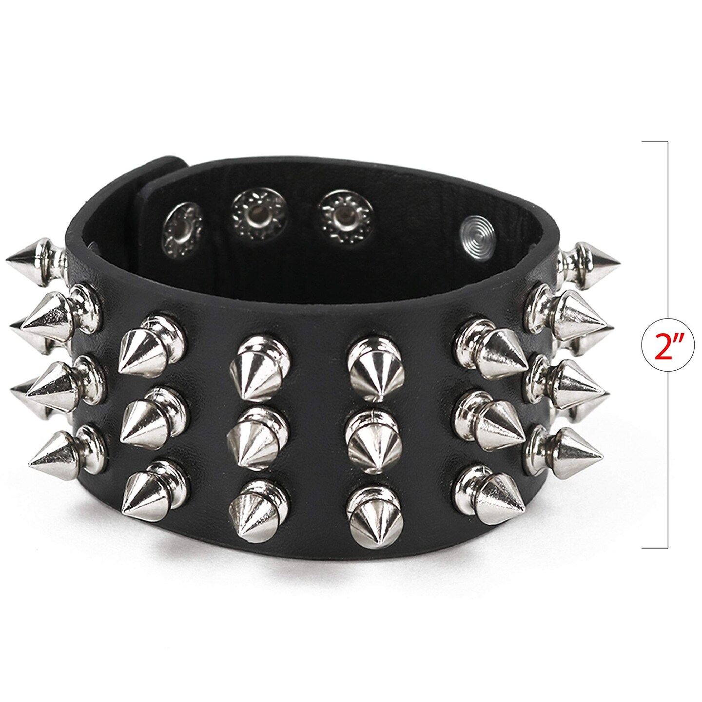 Punk Leather Spike Bracelet - Leather Cuff Biker Bracelet with