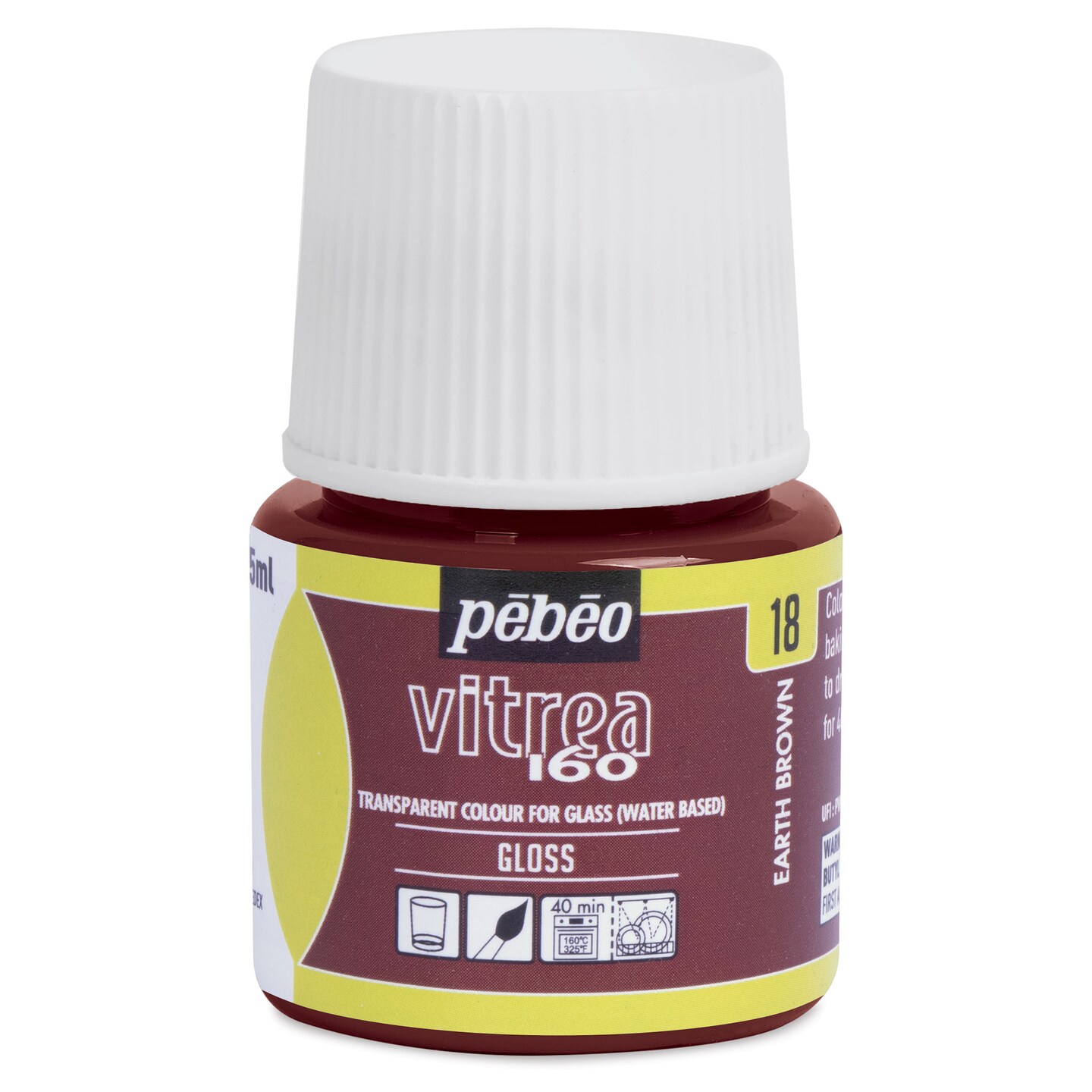 Pebeo Vitrea 160 Glass Paint - Earth Brown, Glossy, 45 ml bottle