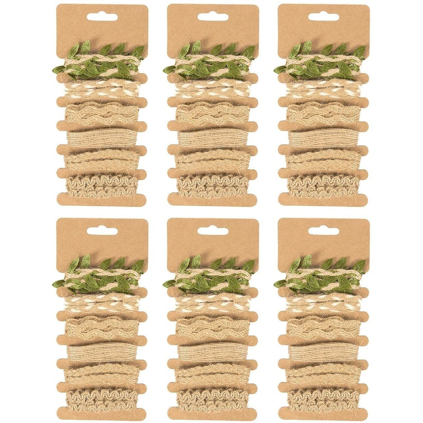 Natural Jute Rope Twine Strings for Crafts, Burlap Ribbon (6 Styles, Brown, 1 Yard)