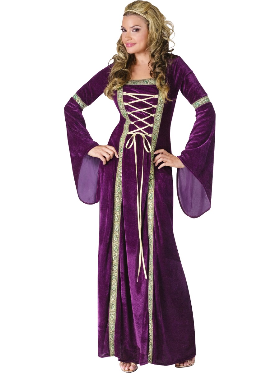 Womens Velvet Purple Renaissance Maiden Princess Elegant Dress Costume