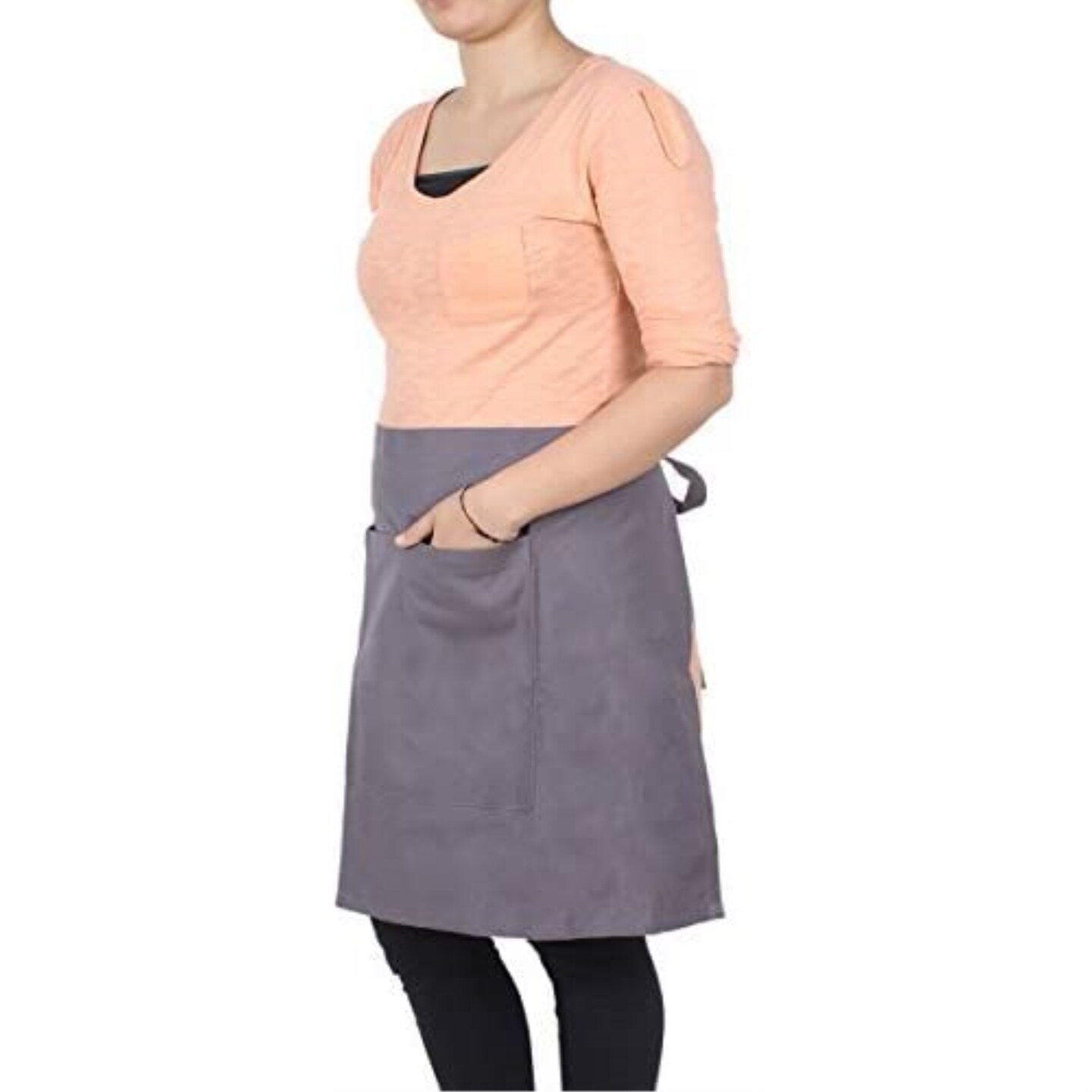 Grey Waist Aprons For Women with Pocket For Women Kitchen Accessories