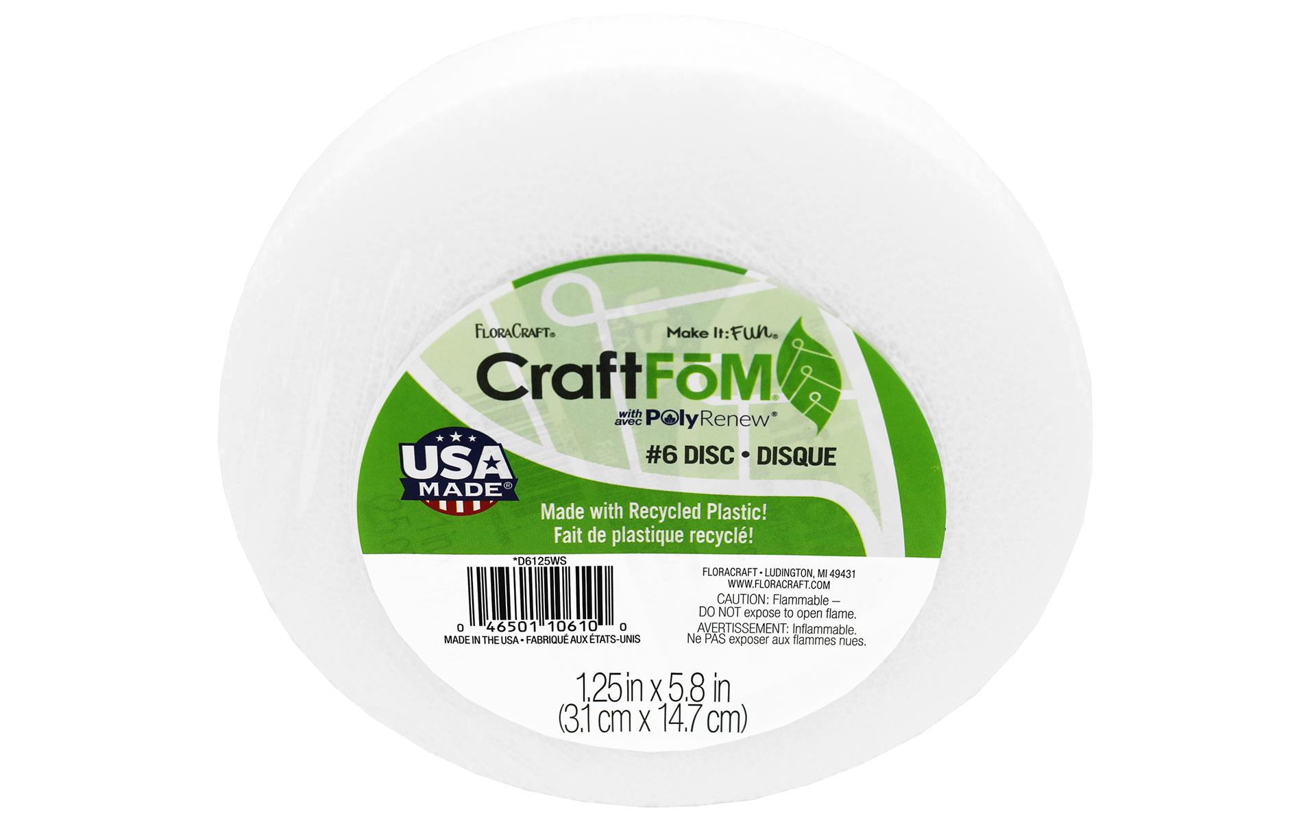 FloraCraft Smoothfoam Disco In Schiuma Liscia | 2,3 X 30 Cm | Bianco | Per Decorazioni E Composizioni Floreali | Facile Da Dipingere