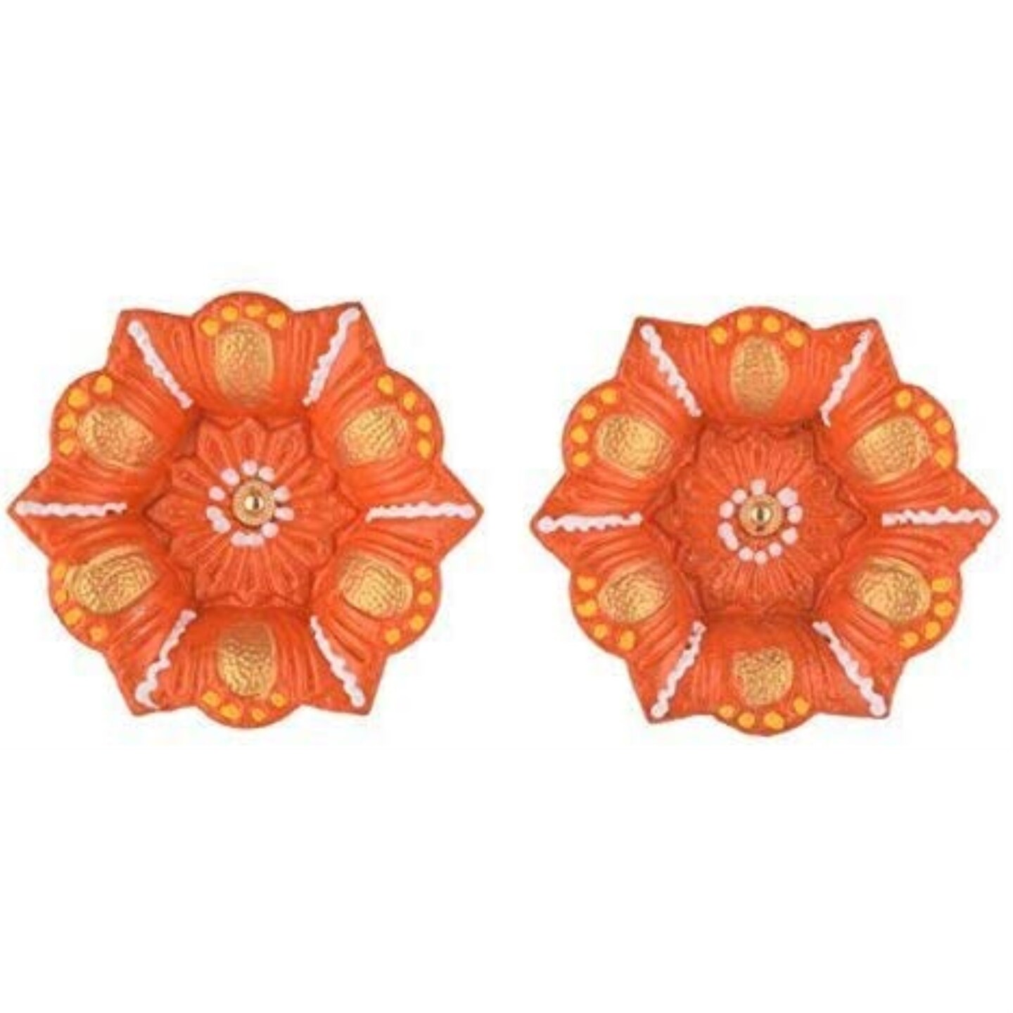 Set of 2 Decorative Diwali Clay Diyas For Diwali Decoration Handmade Terracotta Clay Oil Lamps