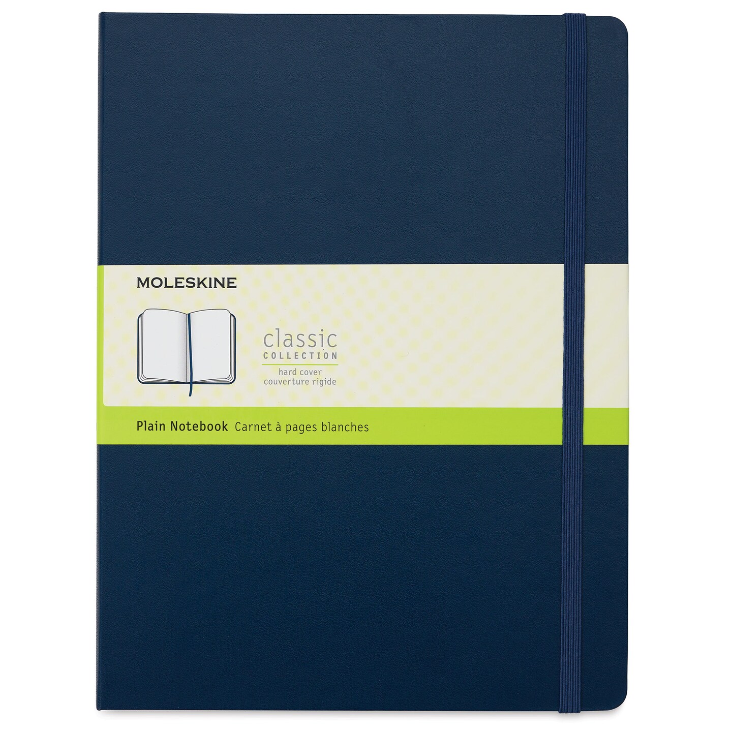 Moleskine Classic Hardcover Notebook - Navy, Blank, 9-3/4&#x22; x 7-1/2&#x22;