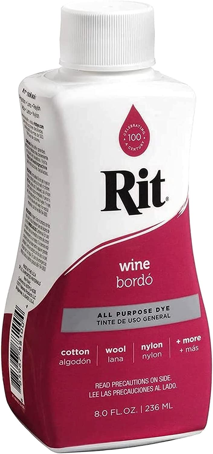 Rit Dye Liquid Wine All-Purpose Dye 8oz, Pixiss Tie Dye Accessories Bundle