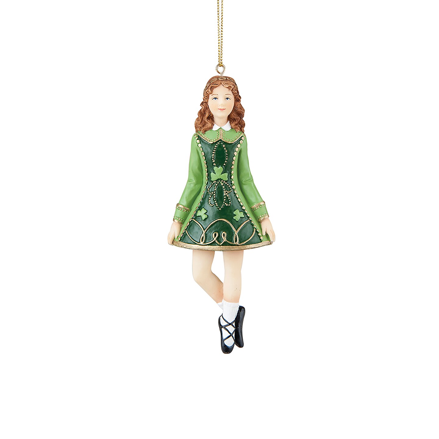 4&#x22; Irish Female Girl Dancer St. Patrick&#x27;s Day Clover Christmas Tree Ornament