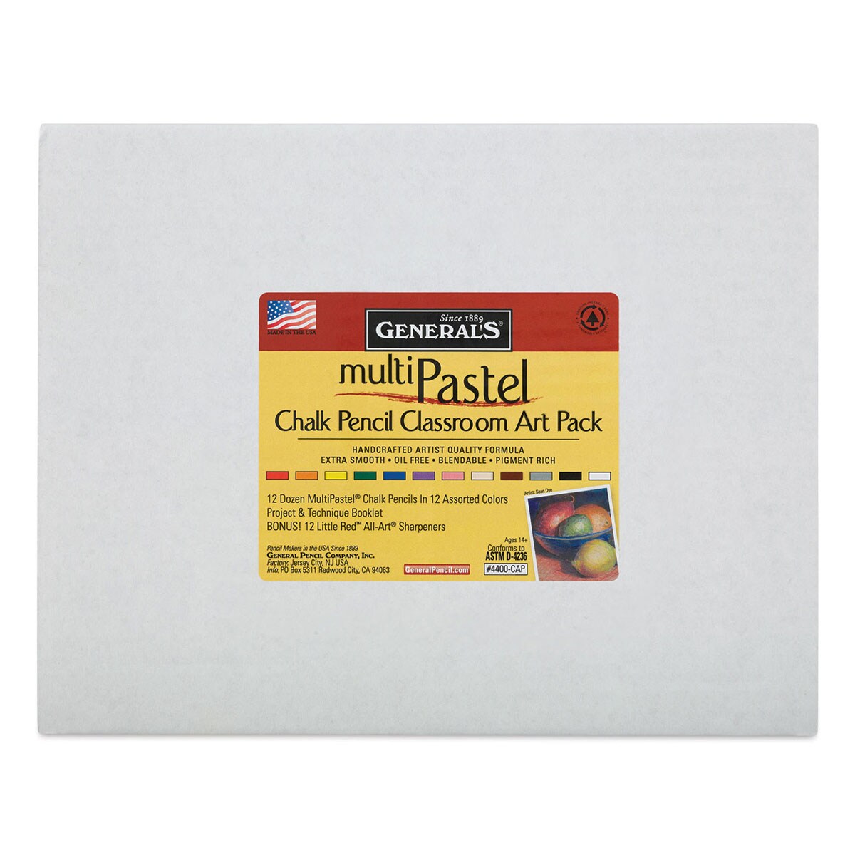 General's Pastel Chalk Pencil Set - Assorted Colors, Classroom Pack