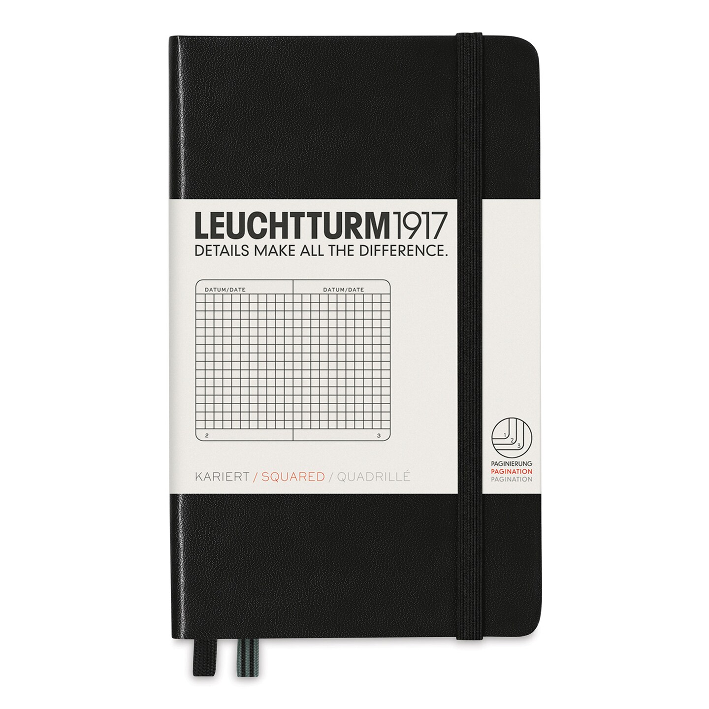 Leuchtturm1917 Squared Hardbound Notebook - Black, 3-1/2&#x22; x 6&#x22;