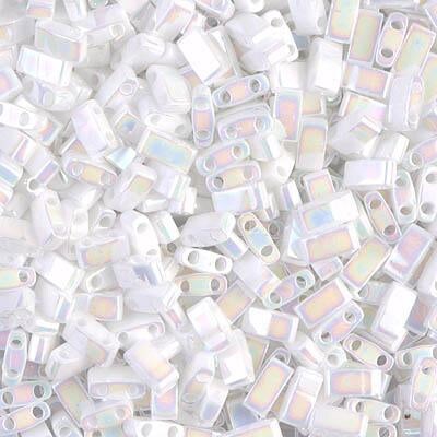 Miyuki Half Tila Bead, HTL-0471, White Pearl AB