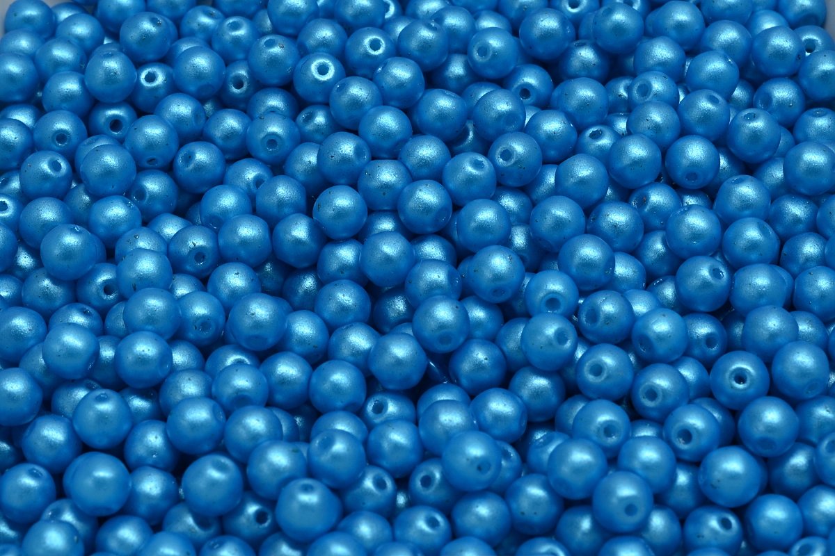 4mm Czech Round Druk Bead, Pearl Shine Azuro, 50 pieces