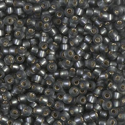 Miyuki 8 Round Seed Bead, 8-21F, Matte Silver Lined Gray, 10 grams