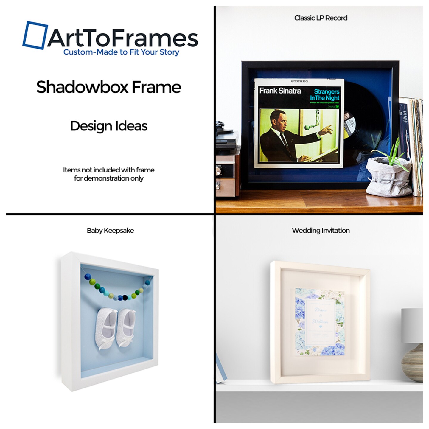 ArtToFrames 24x24 Inch Shadow Box Picture Frame, with a Satin Black Tall 1.00&#x22; Wide Shadowbox frame and Super White Mat Backing (4654)