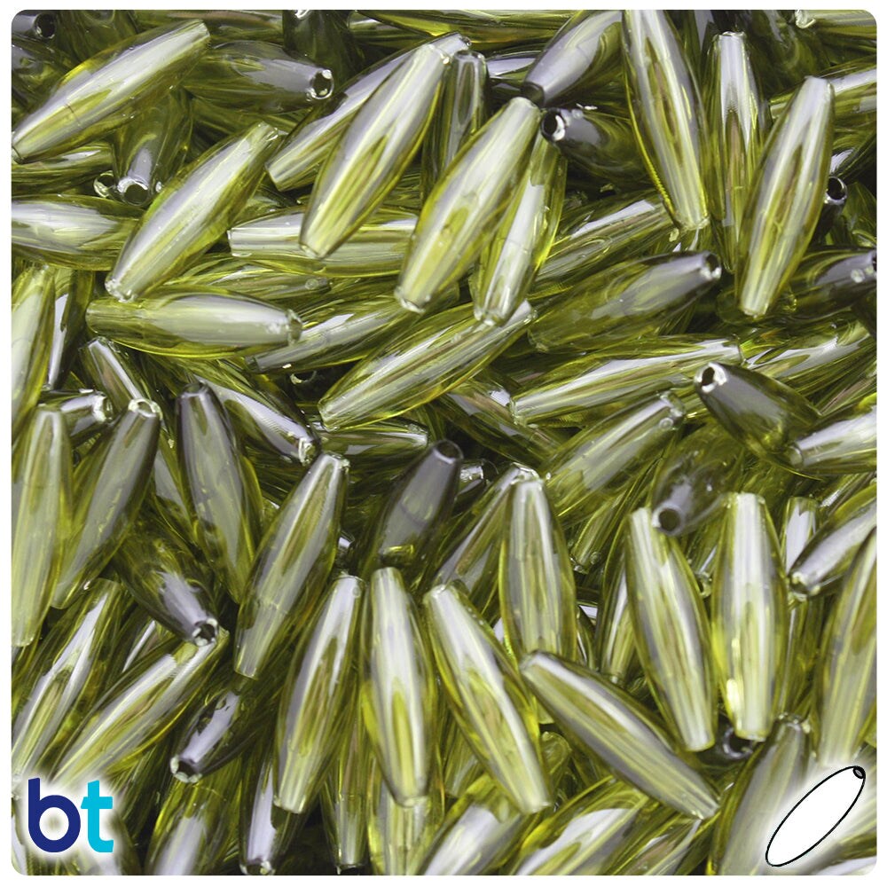 BeadTin Avocado Transparent 19mm Spaghetti Plastic Craft Beads (150pcs)