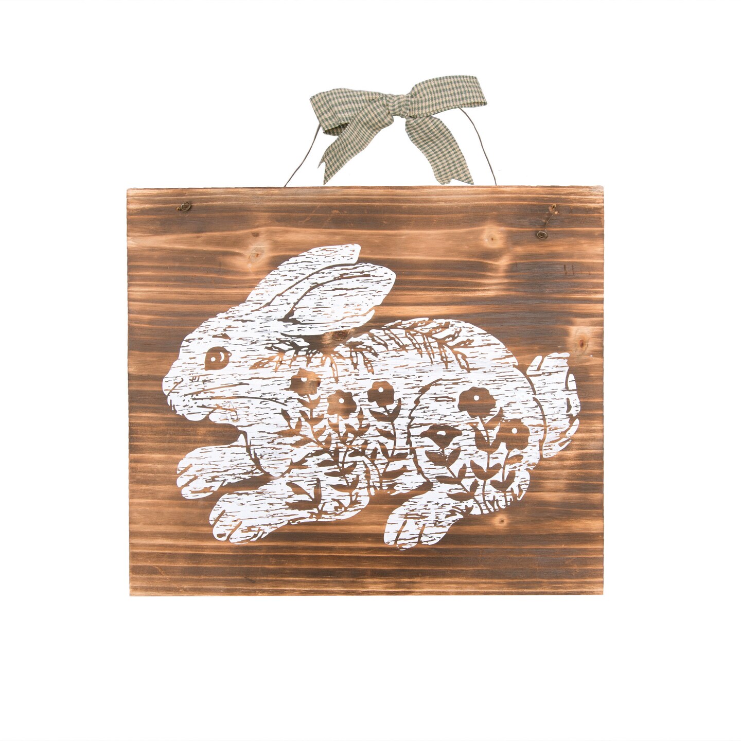 Etched Farmhouse Bunny Rabbit Wood Easter Wall Art Decor