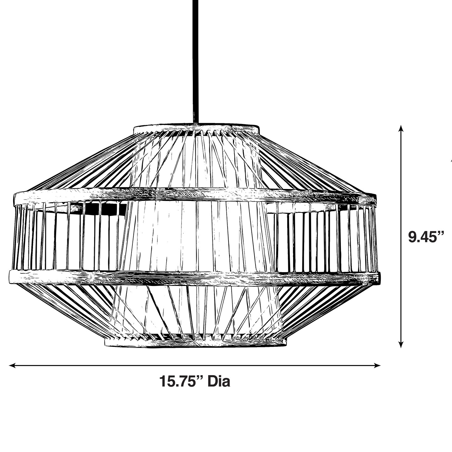 Modern Bamboo Lantern Pendant Lamp Hanging Light Shade for Entryway and Living Room