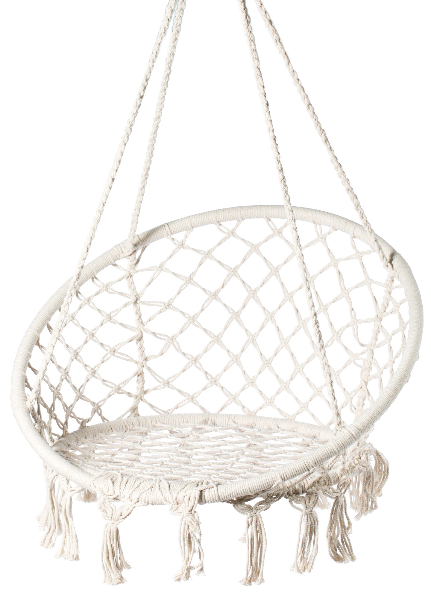 Round Hanging Hammock Cotton Rope Macrame Swing Chair for Indoor and Outdoor