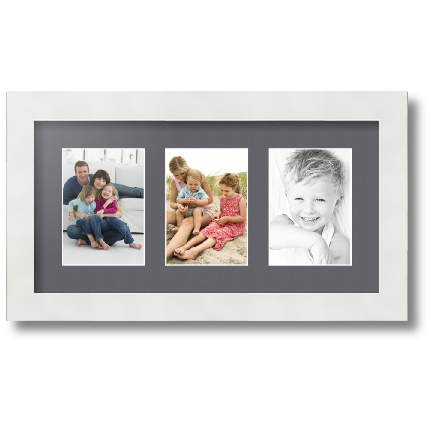 ArtToFrames Collage Photo Picture Frame with 3 - 3.5x5 inch Openings, Framed in White with Over 62 Mat Color Options and Regular Glass (CSM-3966-29)