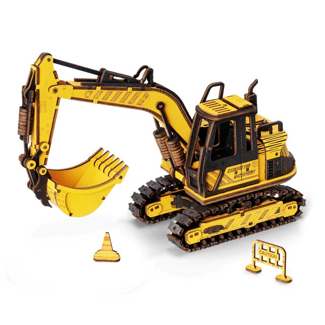 Robotime 3D Wooden Puzzle - Construction Toys - Engineering Vehicle Model - TG508K Excavator
