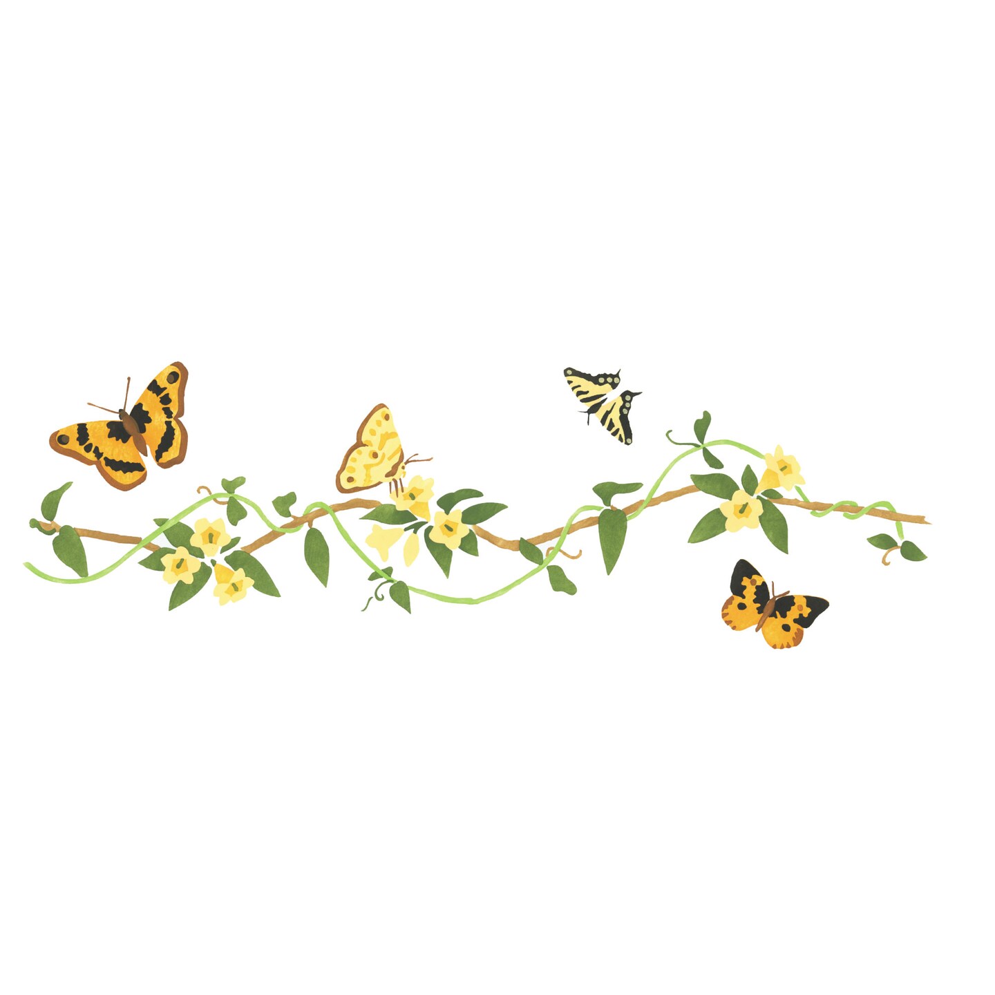 Butterfly with Vine Wall Stencil | 2693 by Designer Stencils | Animal & Nature Stencils | Reusable Art Craft Stencils for Painting on Walls, Canvas, Wood | Reusable Plastic Paint Stencil for Home Makeover | Easy to Use & Clean Art Stencil