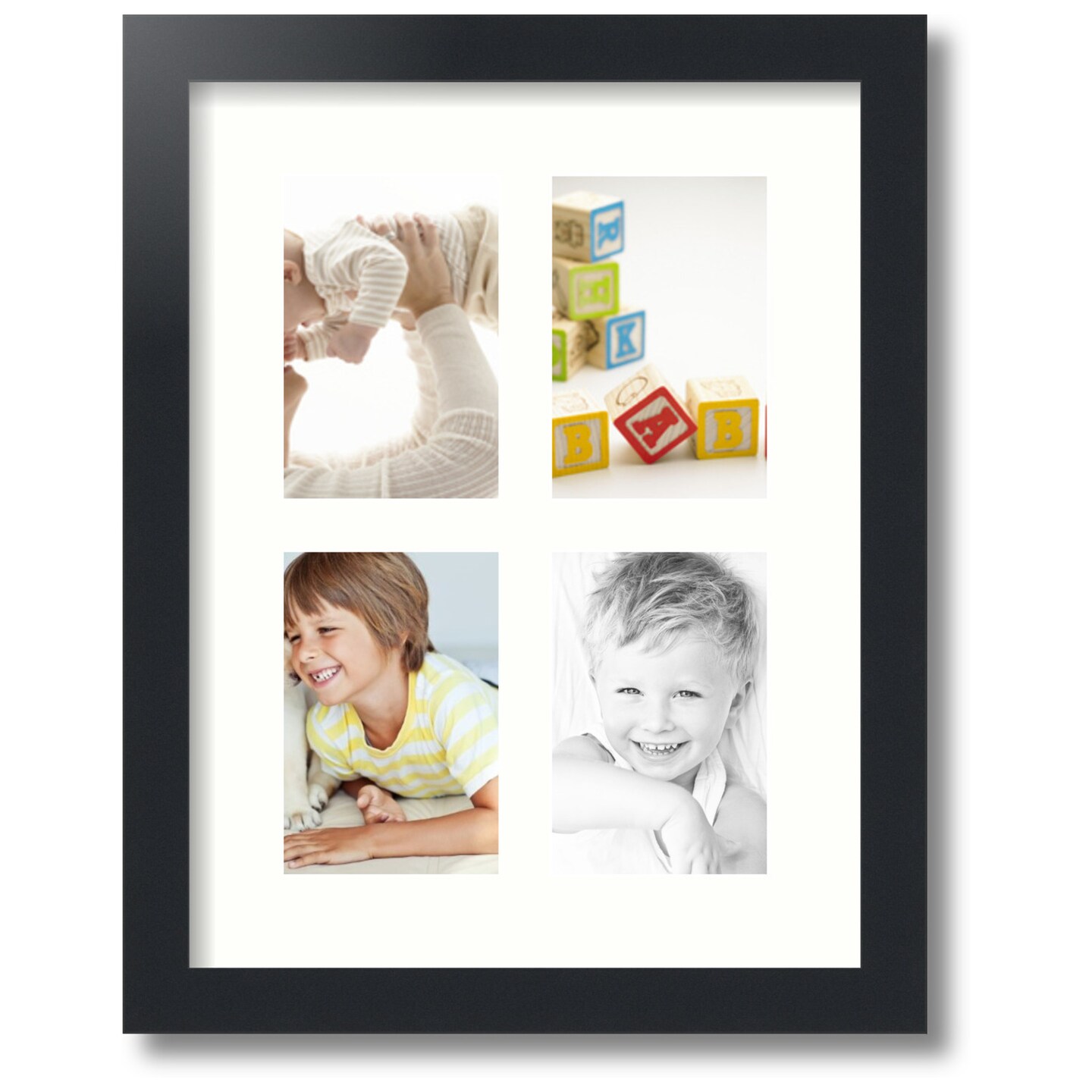 ArtToFrames Collage Photo Picture Frame with 4 - 4x6 inch Openings, Framed in Black with Over 62 Mat Color Options and Regular Glass (CSM-3926-2)