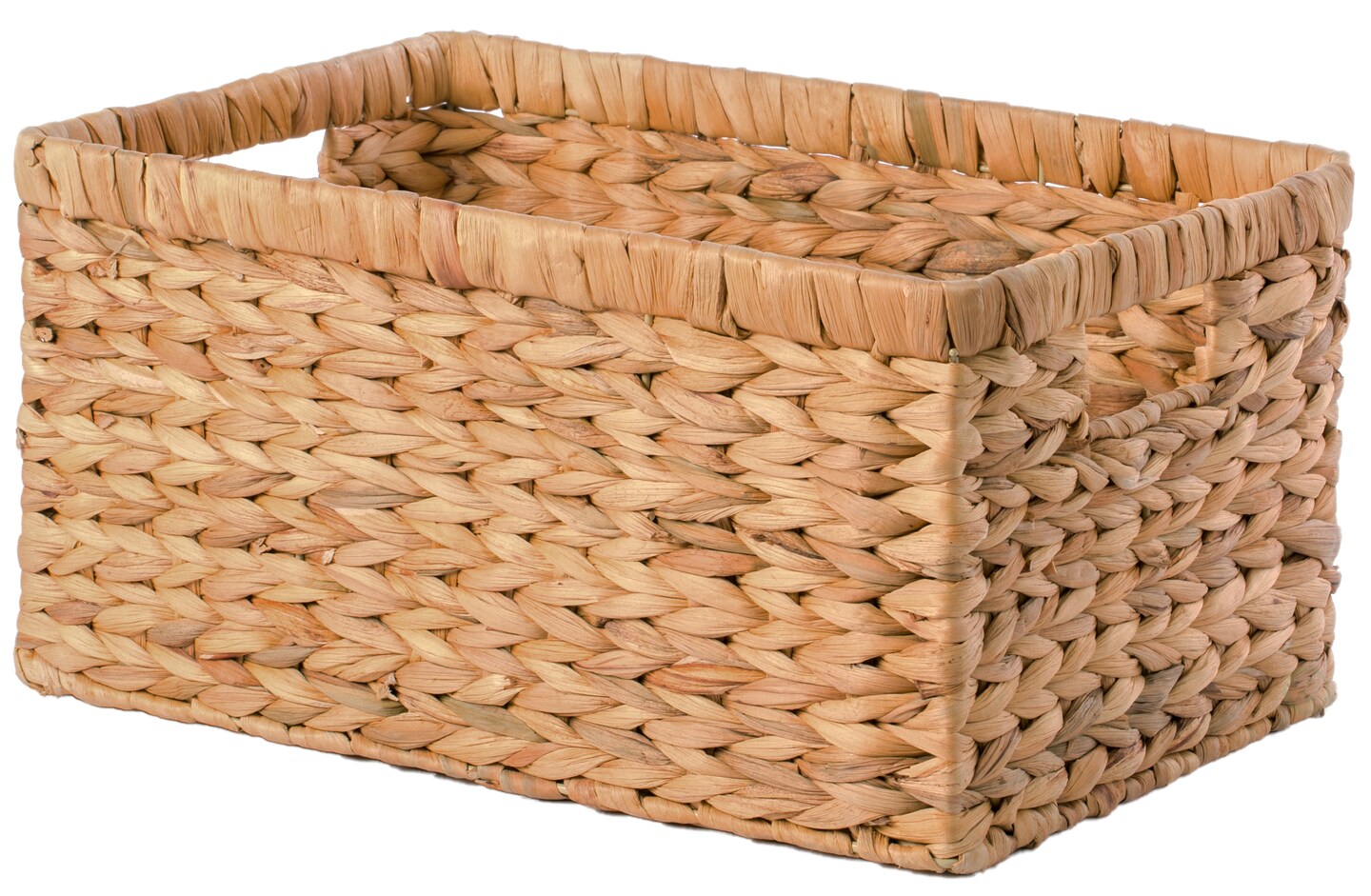 Natural Woven Water Hyacinth Wicker Rectangular Storage Bin Basket with ...