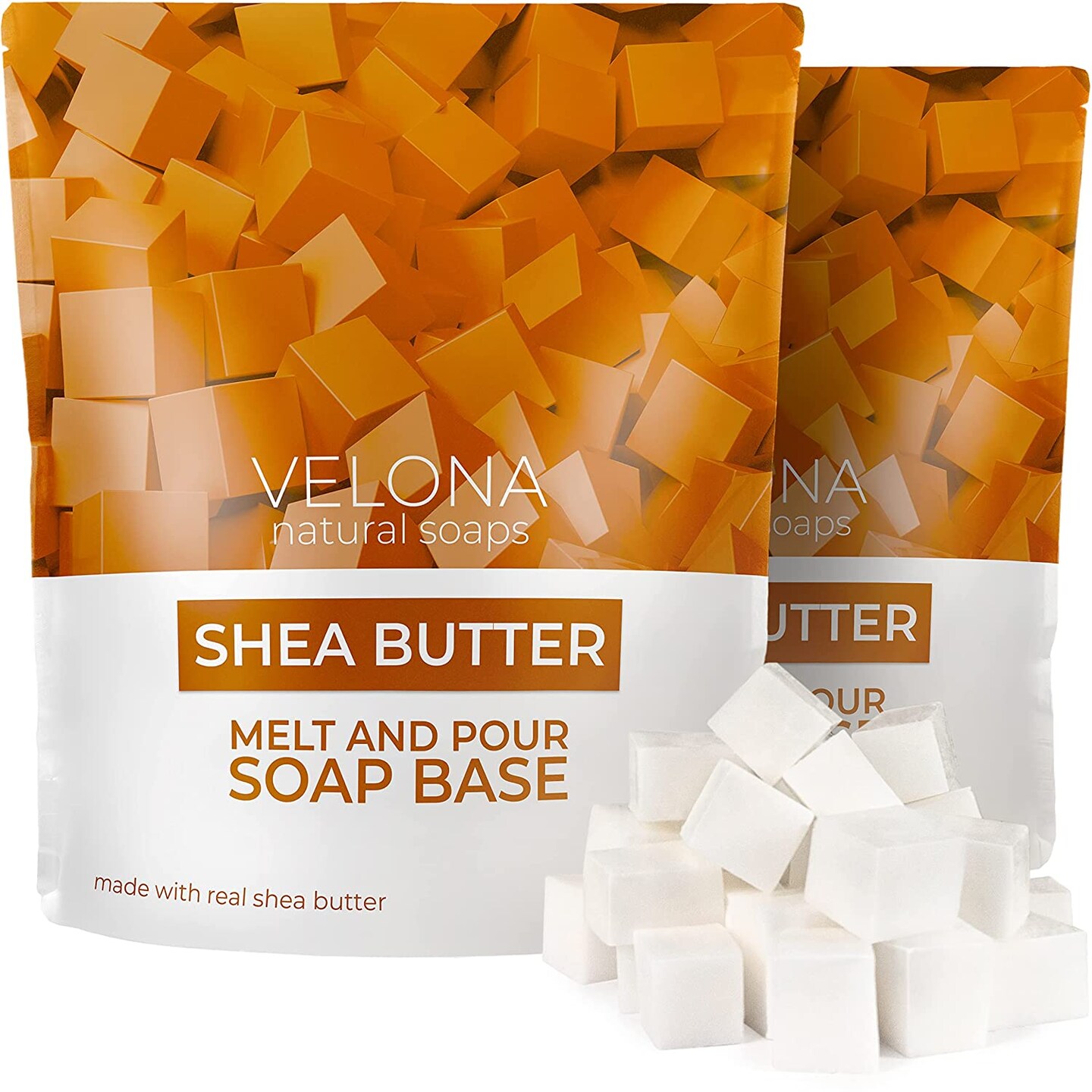 4 LB - Shea Butter Soap Base by Velona | Pre-Cut Cubes | SLS/SLES Free | Glycerin Melt and Pour | Natural Bars for The Best Result for Soap-Making