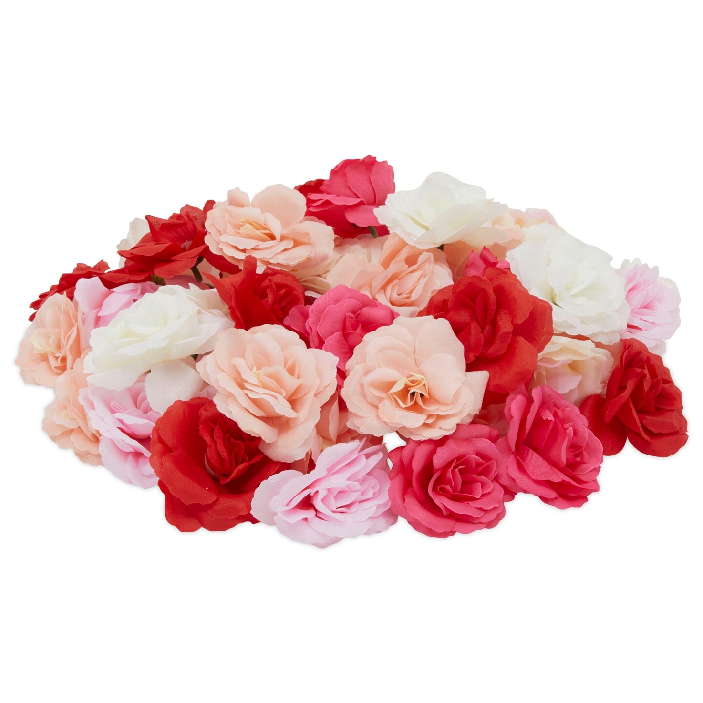60 Pack 3 Inch Artificial Flower Heads for Crafts, Loose Fake Flowers, Bulk  for Valentines, Wedding Decorations, Baby Showers, Pink and White