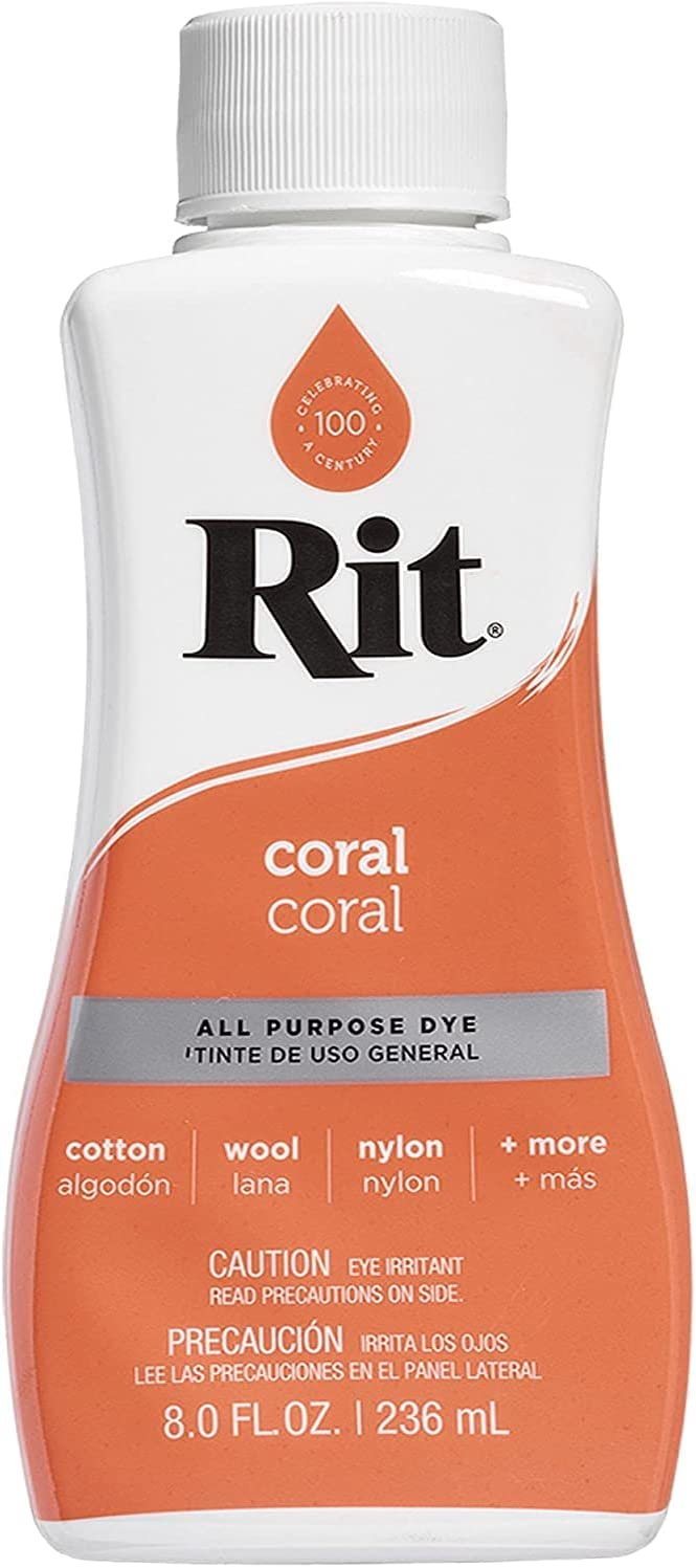Rit Dye Liquid Coral All-Purpose Dye 8oz, Pixiss Tie Dye Accessories Bundle