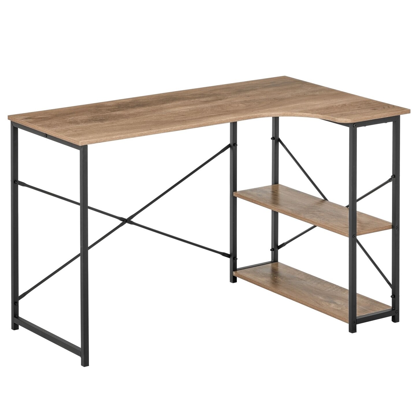 mDesign L-Shape Home Office Corner Desk with Shelves