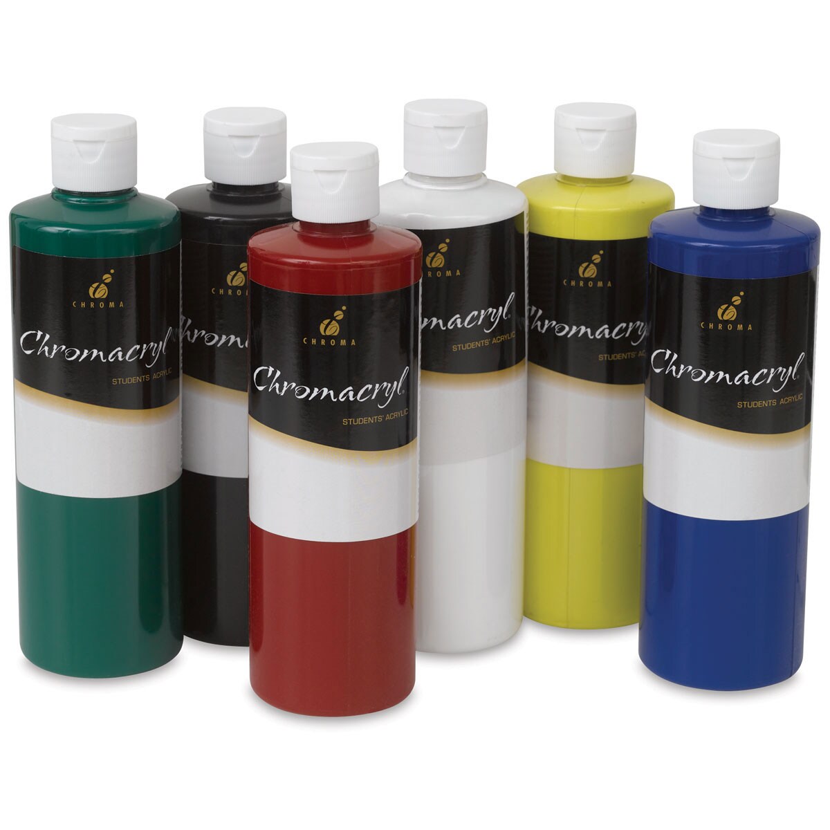 Chromacryl Students' Acrylics - Set of 6, Primary Colors, 16 oz bottles