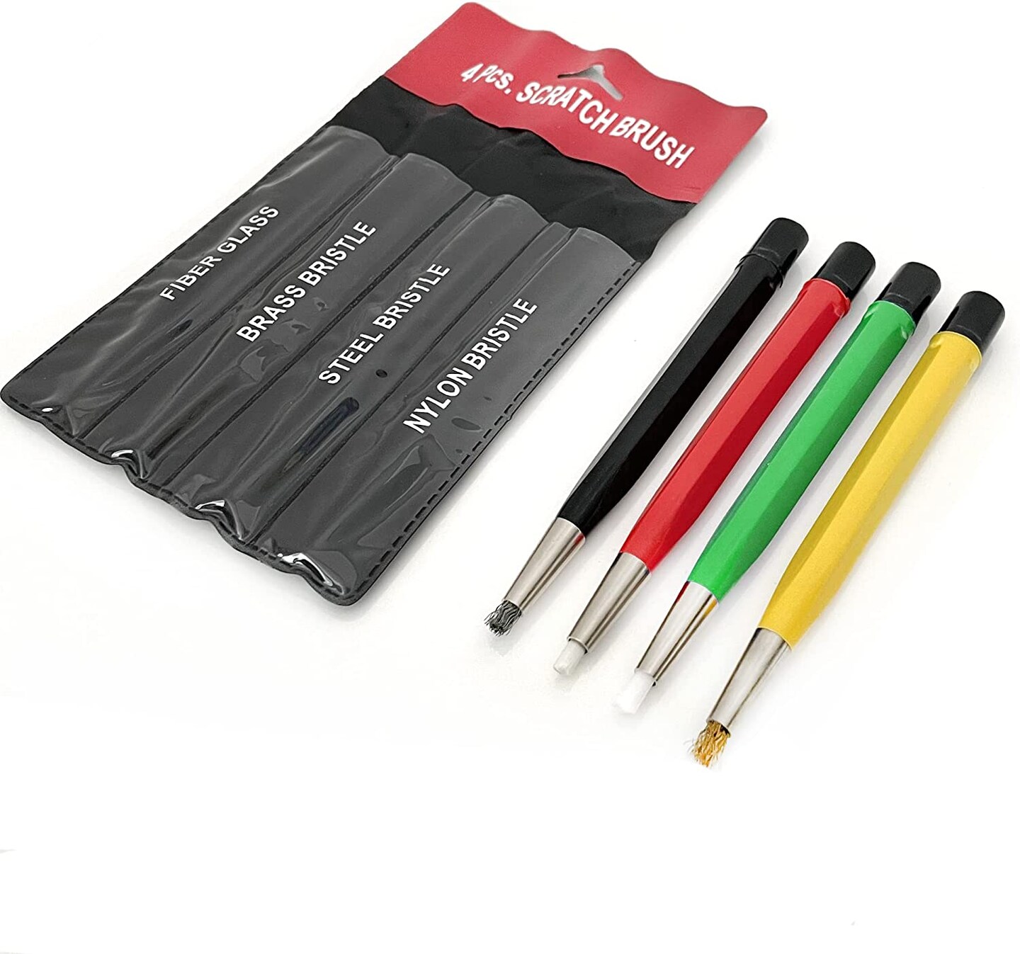 Pixiss Scratch Brush Pen Set, Fiberglass, Steel, Brass, Nylon
