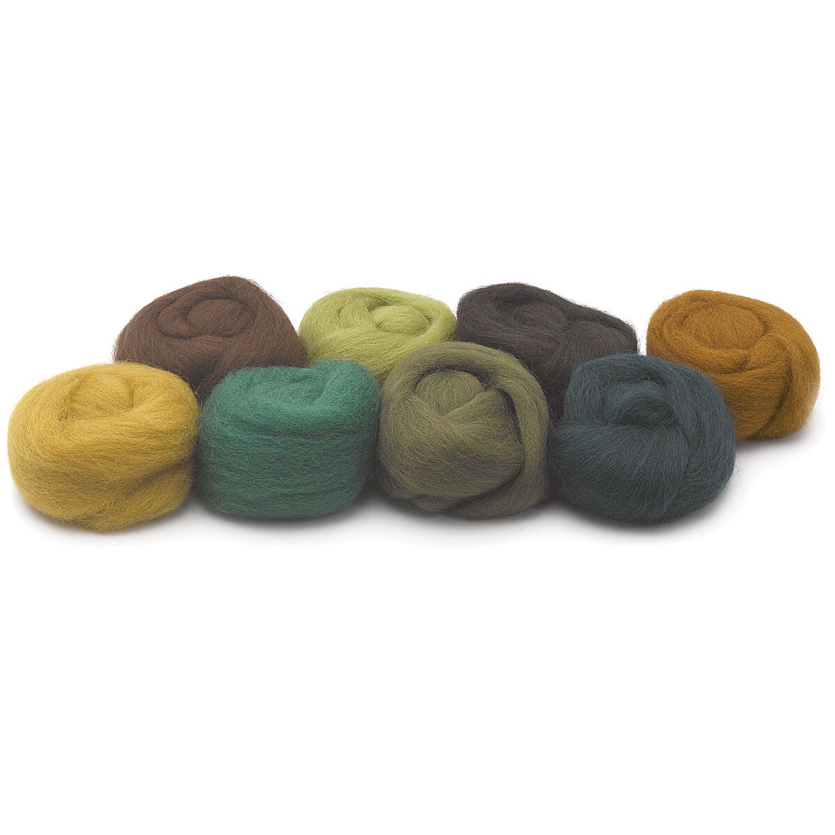 Wistyria Editions Wool Roving - Woodsy, Pkg of 8