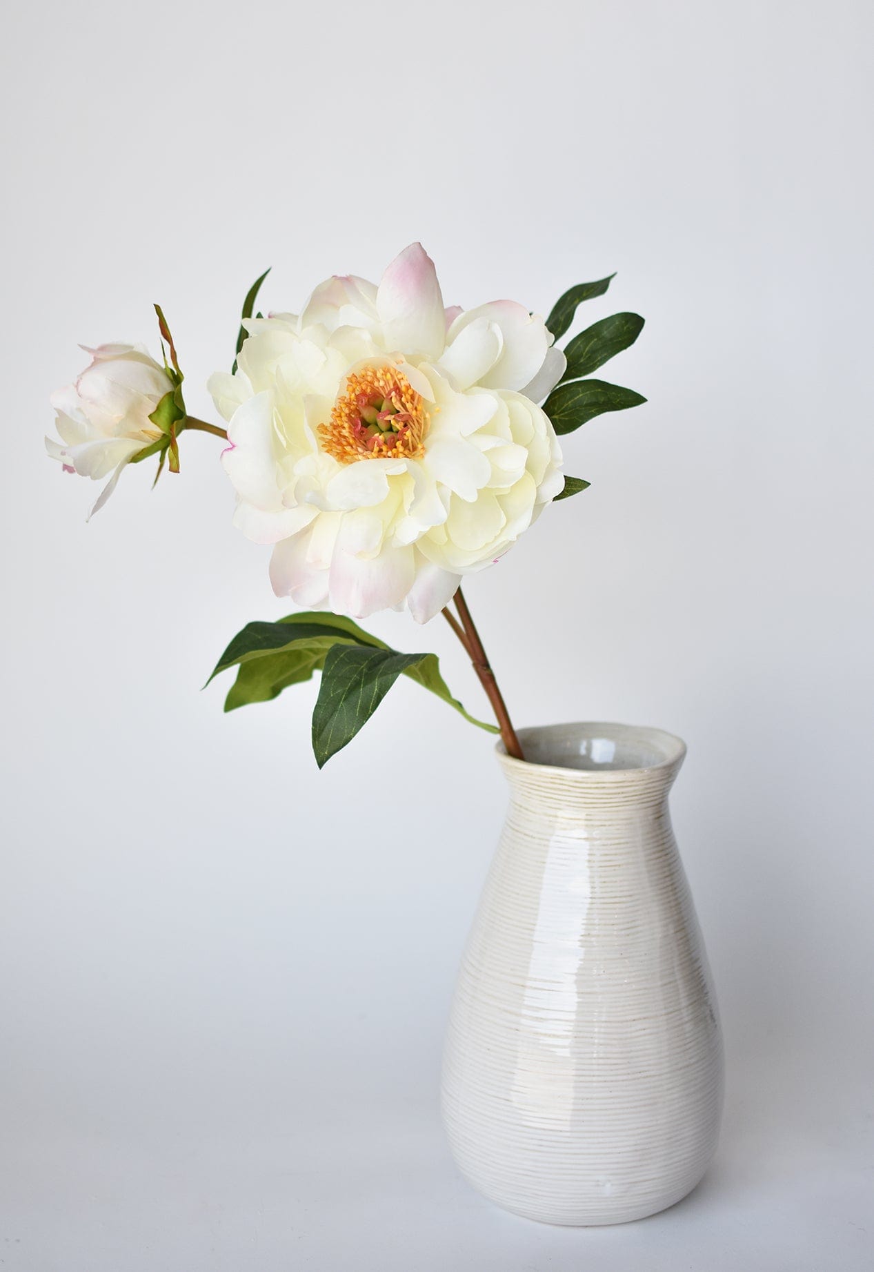 22.5&#x22; Faux Peony Stem w/Bud Cream White