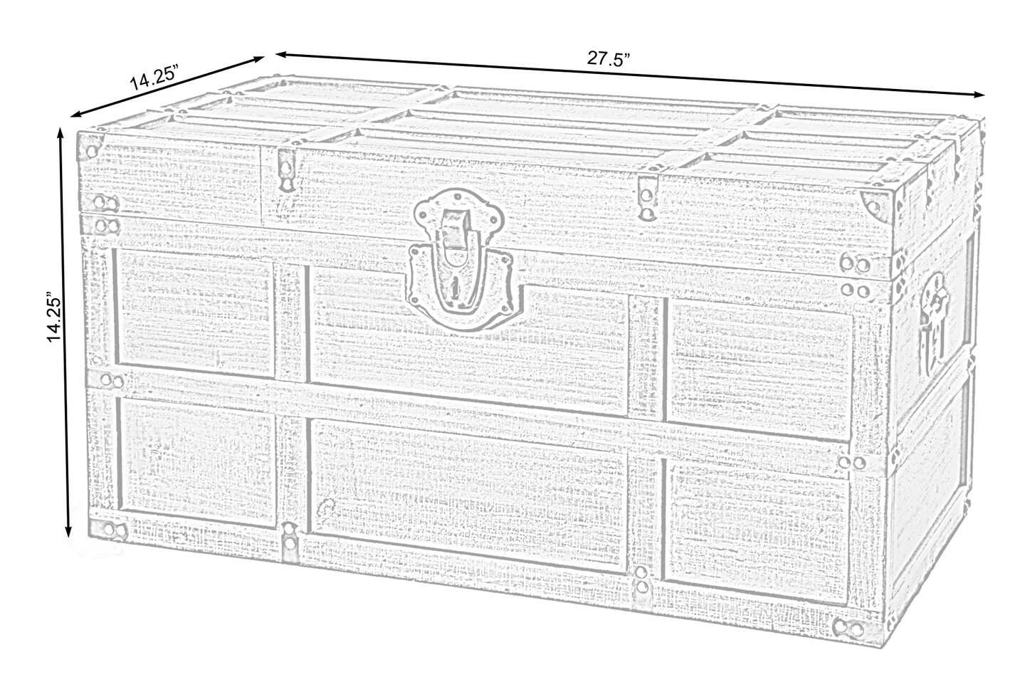 Wooden Rectangular Lined Rustic Storage Trunk with Latch
