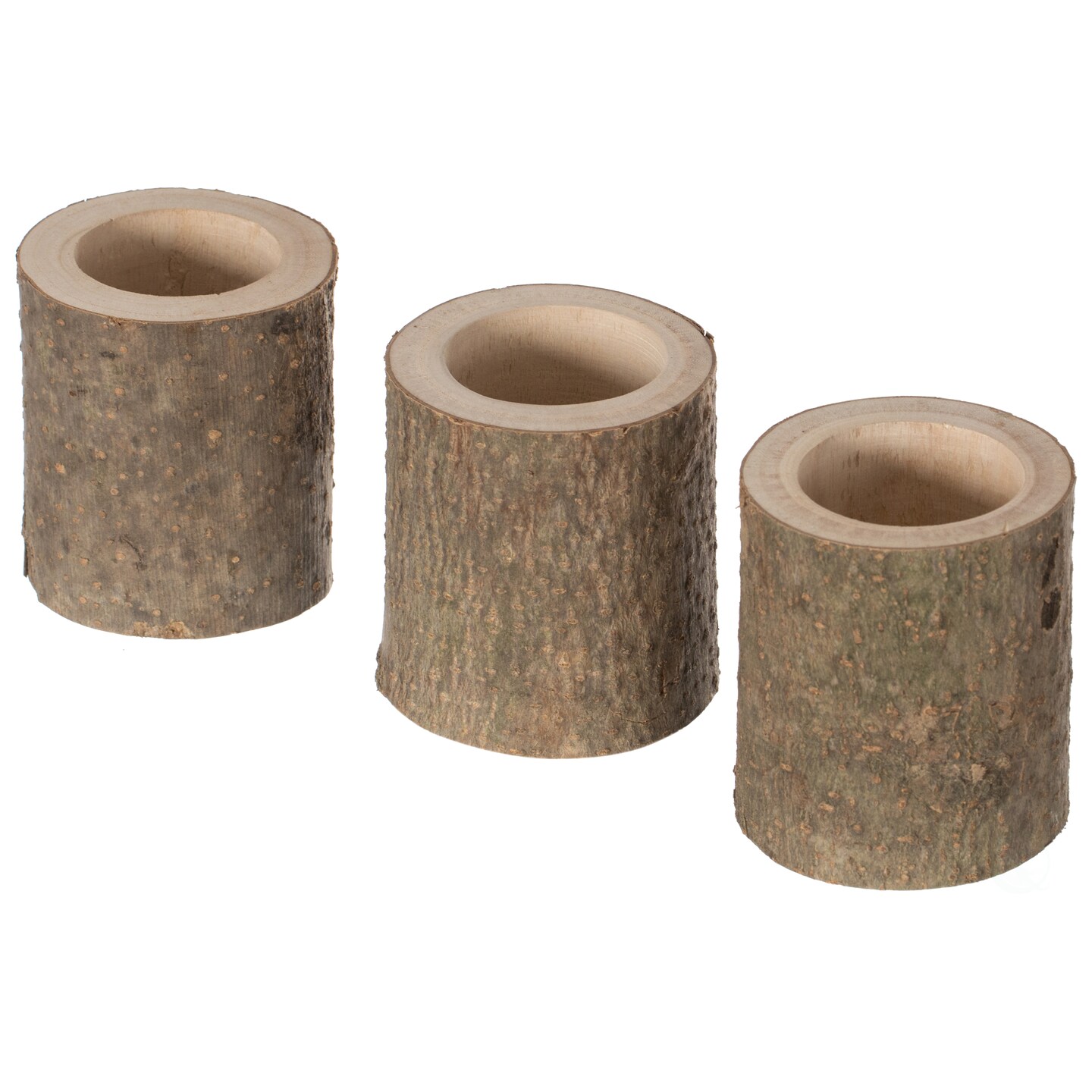 Set of 3 Rustic Wooden Round Handcrafted Holder Organizer for Flatware Utensil and Supplies