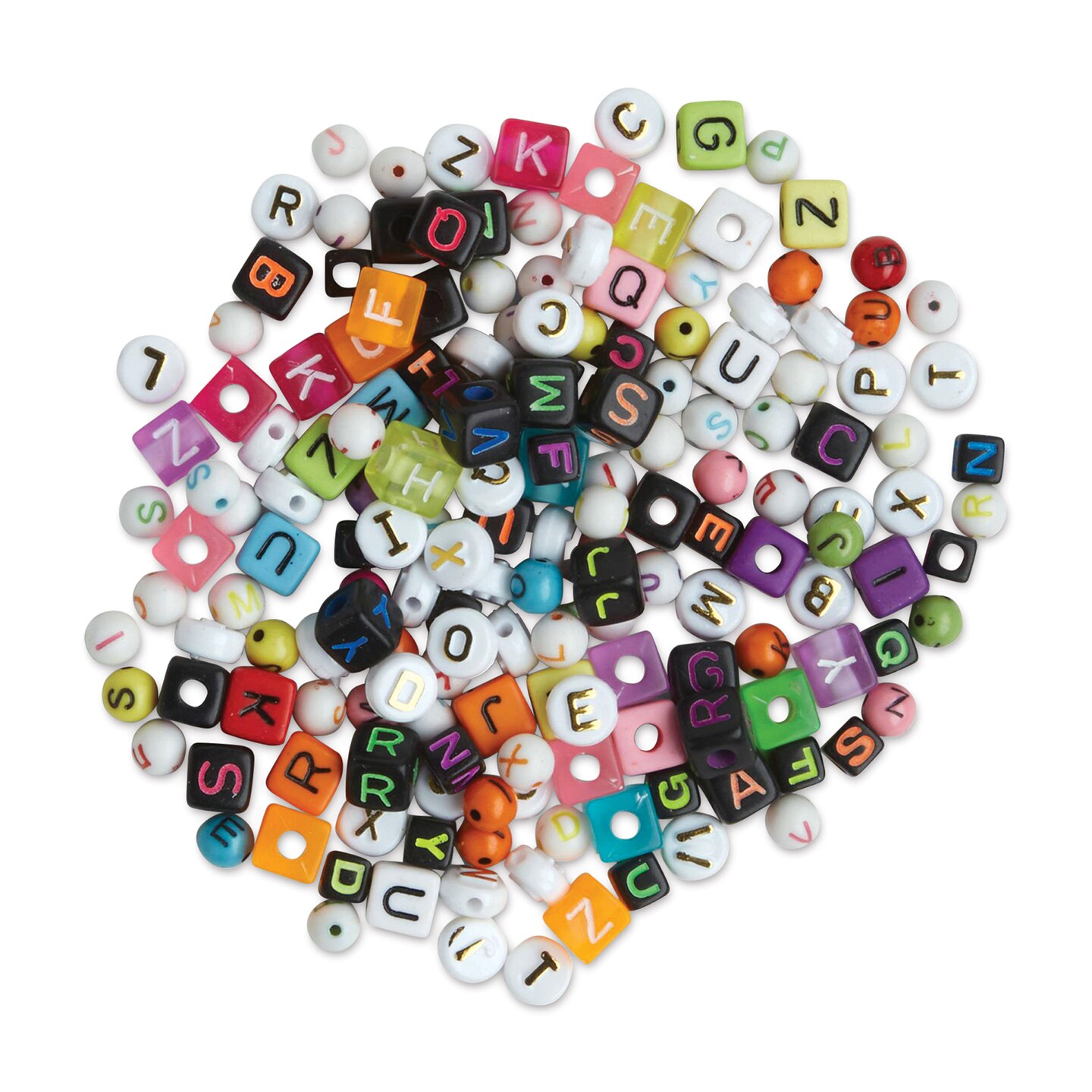 Pop! Assorted Alphabet Beads - Circles and Squares, 5.2 oz